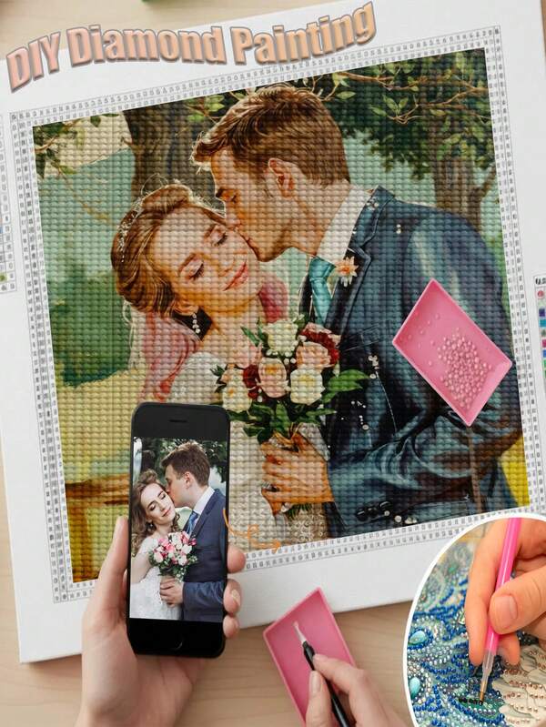 Personalized Diamond Painting Photos - Custom Diamond Embroidery Kits, Personalized Diamond Art, Full-Diamond Photo Wall Decor Perfect For Family, Pet, And Wedding Photos - Ideal Gifts For Anniversaries, Graduations, And Home Decor