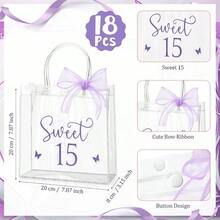 318 Pcs Sweet 15 Birthday Gift Bag 15th Party Gift Bags With Handles And Bows Clear Birthday Quinceanera Party Favors For Guests 15 Years Sweet Pruple - Quả mận - Xem 2