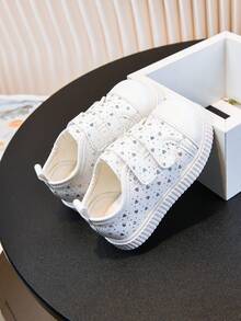 1 双婴儿新款白色休闲运动鞋，高品质 PU 3D 亮面爱心印花，魔术贴搭扣方便穿脱，加厚鞋跟衬里舒适贴合，厚实防滑鞋底，适合幼儿男女童，四季皆宜，日常穿着，派对场合（尺码表请见产品详情） - 白色 - 查看 8