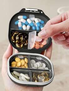 2pcs/1pc Portable Weekly Pill Box, Compartment Medication Storage Container With Lid, Waterproof Sealed Medicine Organizer - Multicolor - View 5