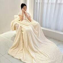 Nueva manta de franela gruesa, perfecta para siestas en la oficina, en el sofá o como regalo; cálida y cómoda, cobija suave y abrigadora, manta moderna para casa, manta ideal invierno, accesorio de descanso - Verde - Ver 4