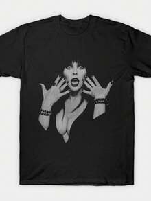 Black Print T-Shirt Super Large TShirt Elvira Mistress Of The Dark No-Cut Transfer Paper Print C - màu đen - Xem 1