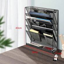 Supernic 6-Story Wall Mounted Magazine File Rack A4 Mail Sorting Organizer With Hollowed Out Mesh Desktop File Organizer, Suitable For Home And Office (Black) - Negro - Ver 5