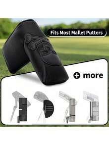 1pc Black Personalized Skull Embroidery Pattern Golf Club Head Cover, Golf Head Cover, Golf Accessories, Durable Material - Black - View 6