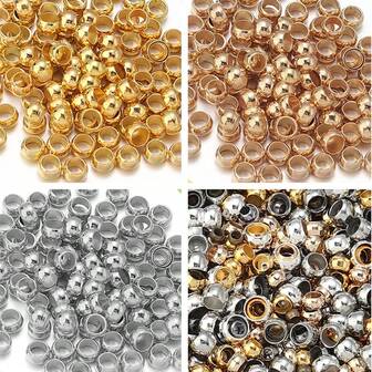 200pcs/Pack Copper Spacer Beads, Large Hole Beads For Jewelry Making, DIY Craft Supplies