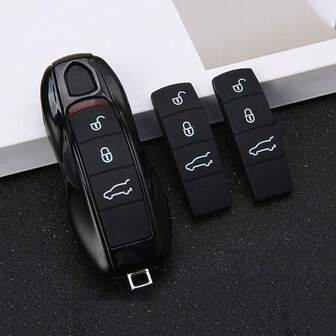 Remote Key Button Cover For Keyless Entry Key Fob Button Center Rubber Protectors Skin Jacket For Cayenne For Manca For Panamera