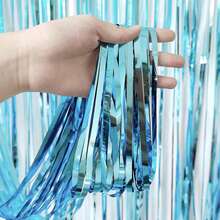 4 Packs Foil Curtain Backdrop Silver Metallic Tinsel Foil Fringe Curtains Photo Booth Props For Birthday Wedding Engagement Baby Shower Bachelorette Christmas Holiday Celebration Party Decorations - Light Blue - View 16