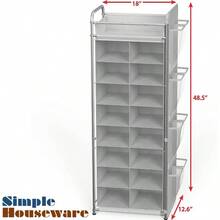Simple Houseware 8 Tier Shoe Rack 16 Cube With Top Shelf And Side Hanging Bag Grey - Grey - View 2