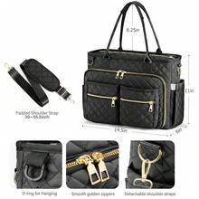 Laptop Bag For Women,Large Capacity Teacher Nurse Professional Work Multi-Functional Organizer Bag,For Office,College,Travel,Business,Daily Use - 黑色 - 查看 3