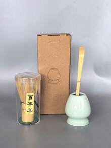 3 件套抹茶套装,抹茶打蛋器传统勺茶匙抹茶配件,传统抹茶冲泡的完美套装,天然竹茶打蛋器,绿色/黑色/白色 - 茶筅立三件套 - 查看 16