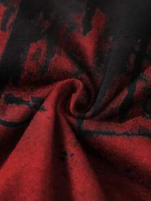 Men's Plus Size Summer Gothic Patchwork Color Short-Sleeve Crew Neck T-Shirt - Red - View 5