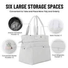 Cute Reusable Insulated Drawstring Lunch Bag For Women – Stain-Resistant, Water-Repellent & Spacious Thermal Lunch Tote With Multi-Pocket Design For Drinks, Snacks, Utensils, Easy-To-Clean EVA Interior, Premium Oxford Cloth & EPE Insulation, Perfect For Office, Work, Picnic, Travel, Camping, Stylish & Practical Christmas Gift For Friends, Family & Colleagues - 淺灰色 - 查看 5