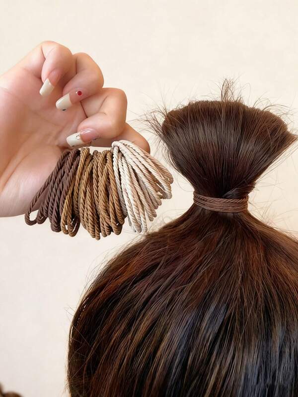 100pcs/Pack Children's Fashion Hair Accessories, High Elastic Hair Ties, Seamless Scrunchies, Non-Slip Coiled Headbands, Gentle On Hair, Cute, Sweet, Minimalist, Princess Style, Suitable For Spring, Summer, Autumn, Back To School, Daily Wear, Parties, Birthday Gifts, Holiday Gifts, School Life, Dance Practice, Grooming, Music Festivals, Parent-Child Activities, Girls Gifts, Back To School Season, Christmas, Halloween