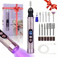 12件套电动指甲打磨机套装，多功能指甲钻，USB充电 - 适用于厚指甲的指甲打磨机，专业四速电动指甲锉，指甲抛光护理塑形工具，专业美甲打磨工具，送给女性的绝佳礼物，品质优良，价格合理。