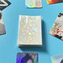Laser Star Photocard Sleeves Ultra Thick Sleeves Idol Photo Cards Protector Trading Cards Shield Cover Newest Laser Heart Postcards Card Sleeves (Unsealable)