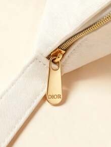 Christian Dior Materiel Off-White Canvas Tote Makeup Bag, Premium Toiletry Bag, Chic Girl's Makeup Bag - White - View 3