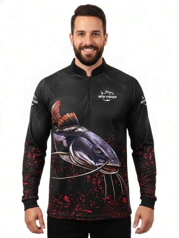 Camisa Camiseta Blusa de Pesca Pirarara Casal igual Masculino e Feminino com Proteção UV50