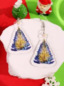 1 Pair Fashionable Creative Personalized Delicate Star & Blue Christmas Tree Accessories, Suitable For Holiday Parties, Casual & Versatile - Multicolor - View 4