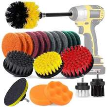 Kit Cepillo Limpieza Taladro Fregar Almohadill 22pzs, Juego Cepillo para Taladro Eléctrico Kit CepillosTaladro Drill Brush Multifuncional Herramientas para Auto Pared Azulejo Baño Cocina(default) - Multicolor - Ver 2