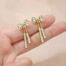 1 Pair Butterfly Crystal Diamond Earrings, Fashionable & Elegant Tassel Earrings, New Design Silver Needle