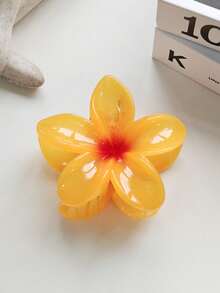 4pcs/1pc 7.6cm/2.99in White, Yellow, Blue, Pink, Jelly Color Flower Shaped Large Lightweight Plastic Hair Clips, Fashion Versatile High-End Elegant Simple Solid Color Hair Claws, Suitable For Daily Outing, Casual, Party, Commute, Vacation, Ponytail, Bun, Face Washing, Makeup, Outfit Matching Elegant Claw Clips Winter Hair Accessories - Multicolor - View 5