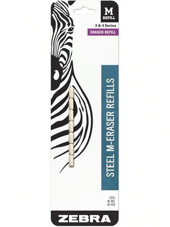 Zebra Pen Mechanical Pencil Eraser M-Refill, White, 7-Pack