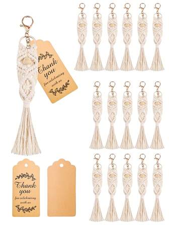 1pc/5pcs/10pcs Set Boho Keychain Bulk With Tassel And Kraft Thank You Tags Boho Party Favors Perfect For Bridal Showers Birthdays Wedding Party Decoration Christmas Gifts Bag Car Keychain Bag Charm Keychain Lanyard Keychain Weddings Bridal Showers Birthday Parties Gift.