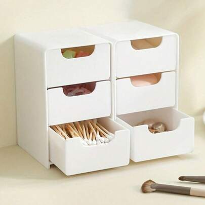 1 hộp đựng đồ mini 3 tầng bằng nhựa ABS, thích hợp để đựng trang sức, phụ kiện tóc, bông tai và các vật dụng nhỏ khác, đồ dùng văn phòng, phòng học, phòng ngủ, phòng tắm, có thể dùng làm hộp đựng đồ văn phòng, hộp đựng trang sức, hộp đựng mỹ phẩm kiểu ngăn kéo - Trang trí phòng ngủ mùa thu, trang trí phòng trang điểm