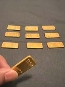 Mini Fake Gold Bar Set. Imitation Gold Ingot, Decorative Prop, Photography Decor, Toy Model, Fake Gold Model, Mini Model, Miniature Model, Miniature Item, Mini Trinket, Mini Toy, Toy, Man's Toy, St. Patrick's Day - Multicolor - View 5