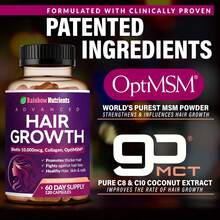 Hair Growth Vitamins For Women | Biotin 10,000mcg, Collagen, Patented OptiMSM, GoMCT, Saw Palmetto | Naturally Regrow Stronger & Healthier Hair, Skin And Nails | Stops Hair Loss | 60 Day Supply - 3瓶 - 查看 2