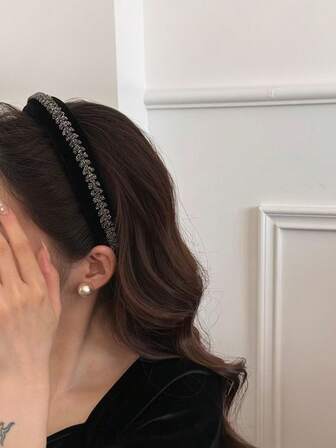 1pc Women's Faux Pearl & Rhinestone Alloy Luxury Headband, Suitable For Daily Use, Gatherings, Parties, Weddings, Holidays ,Hair Band Hair Accessories