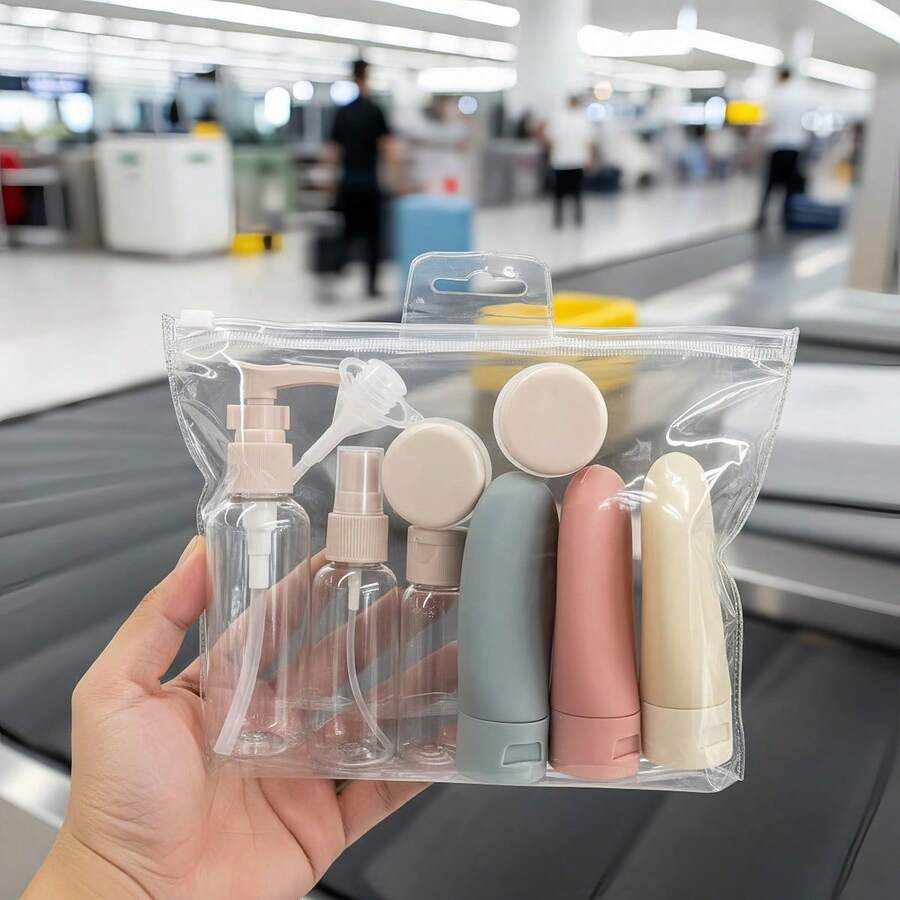 11pcs Travel Set 80ML Portable Refillable Bottle Travel Set Toiletries Bath And Wash Separate Bottle Skin Care Products Subpackage Container, Travel Necessities, Cosmetics Storage Bottle, Mini Capsule Shape, Travel Container, Magnetic Suction Fitting, Portable Subpackage Container, Reusable, Suitable For Travel, Outdoor Camping, Business Outing, School And Other Scenarios, Suitable For Lotion, Face Cream, Moisturizing Cream, Shampoo, Shower Gel, Hair Conditioner And Other Gifts For Mothers, Girlfriends, Girls - 彩色 - 查看 1