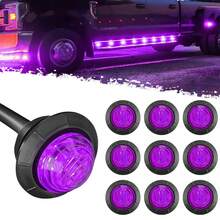 Mount Amber LED Mini Round Trailer Side Marker Indicator Lights  Button Signal Lamps Universal For Trucks Lorry Boat Pickup Bus RV Waterproof Sealed Bulbs 12V DC, Amber Cop Lights,Amber LED Grille Light Kit-Car Decor\Car Stuff\Car Acessesories\Car Accessories\Car - Purple - View 2