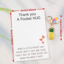 2/4pcs Pineapple & Four-Leaf Clover Flower Key Chain Set, Comes With Thank You Pocket Hug Card, Ideal Gift For Family And Friends On Birthday, Anniversary, Thanksgiving, Christmas, Theme Party - Multicolor - View 5