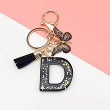 Personalized A-Z Alphabet Keychain For Women, Black Butterfly Letter Charm,  Backpack & Purse Decoration, Stylish Bag Pendant, Customizable Keyring For Girls - Móc chìa khóa chữ cái màu đen - Xem 9