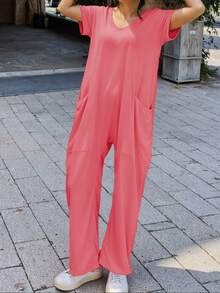 Women's Casual Home Daily Jumpsuit, Jumpsuit, Workwear, Suitable For All Seasons, Minimalist Women's Clothing - 玫紅色 - 查看 7