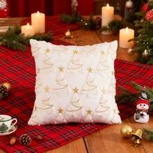 Christmas Living Room Sofa Cushion Covers, Headboard Cushion Covers, Cushions And Pillowcases With Christmas Tree Pattern, Pack Of Two, White. - Red and White - View 2