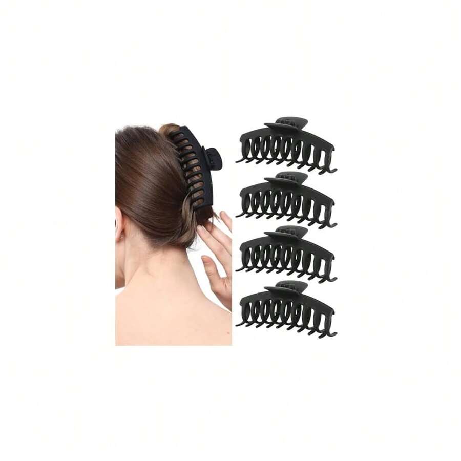 5 Inche Extra Large Claw Clips Hair Clips For Thick Hair And Long Hair, 4 Pack XL Jumbo Claw ClipsBlack - Black - View 1