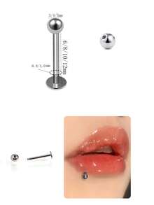 1 Stück medizinisch-hypoallergenes Titan-Stahl flacher Stengel runder Ball Nasen-Stecker, 20G/18G Ohrknorpel/Augenbrauen/Lippen/Zunge Piercing Schmuck