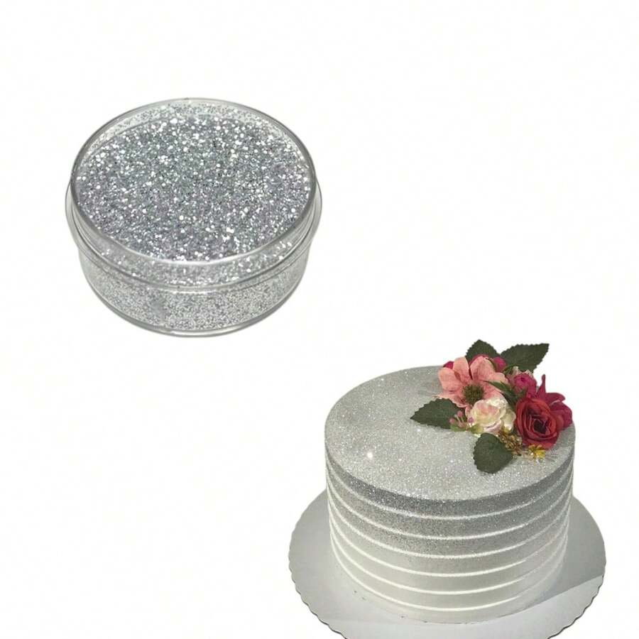 Diamantina Brillantina Glitter Comestible de 7 gramos. Ideal para Repostería o Bebidas. - Plata - Ver 1