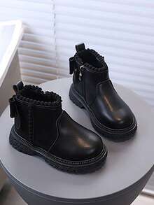 1 Pair Kids New Autumn/Winter Soft Sole Lightweight Boys Versatile British Boots - Black - View 4