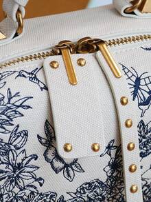 2025 New French Boston Pillow Bag, Heavy Embroidery Butterfly & Floral Embroidered Ladies Handbag, Fashionable Shoulder & Crossbody Bag, Niche Design Lightweight Luxury Commuter Versatile Bag - Multicolor - View 9