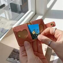 2-Piece Set Of 1-Inch Photo Albums, PU Faux Leather Cover With Keychain Heart-Shaped Charm, Suitable For Storing Pet Or Baby Souvenirs, Available In 3 Colors: Brown/Yellow/Red. A Gift For Pet Lovers, Sentimental Gifts, Stylish Keepsake Storage Box, Decorative Photo Album, Soft-Touch Material, High-Quality Cover, Compact Memory Album, Keepsake Storage Box, For Emotional Buyers, New Parents. - Multicolor - View 3