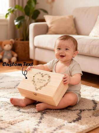 Personalized Floral Heart Kids Keepsake Box, Baby Growth Memory Gift, Custom Children's Gift, Toddler Milestone Keepsake, Kids Custom Memory Gift