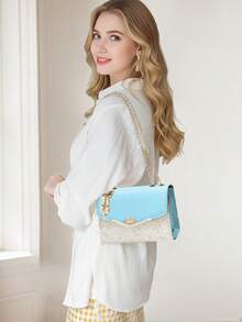 Women's Valentine's Day Shoulder Bags Fashion Flap Crossbody Bags Beautiful And Chic Chain Shoulder Strap Handbags Daily Use Wallet For Wife - Màu xanh lam - Xem 3