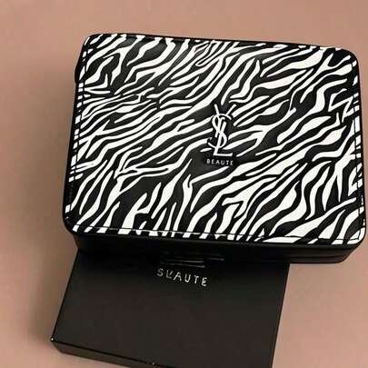 Yves Saint Laurent 1 Pc YSL Storage Bag, Cosmetic Bag, Zebra-Patterned Storage Bag, Suitable For Daily Use, With A Sense Of Luxury, Versatile, Easy To Carry, Zipper Bag, For Holding Samples And General Merchandise, Suitable For Daily Use, Work, Travel And School