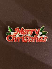 1 pieza Broche de Navidad con incrustaciones de cristal - Broche de metal esmaltado de aleación de zinc para fiestas navideñas, pasador metálico festivo, accesorio dulce y elegante, perfecto para accesorios de fiesta - Regalo elegante de Navidad, regalo del Día de San Valentín