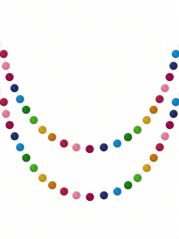 Felt Ball Garland Colourful Pom Pom Garland Handmade Felt Ball Garland For Wall Christmas Tree Decoration (Rainbow)