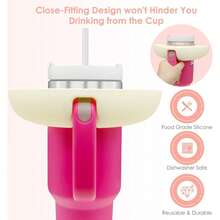 1pc Solid Color Silicone Snack Bowl, Suitable For 40oz Handled Cups, Reusable Snack Tray Ring, Cup Accessory, Picnic Equipment - Multicolor - View 7