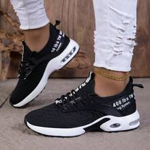 Cómodos zapatos deportivos casuales para mujer, oferta especial, transpirables, para otoño, suela antideslizante, parte superior de malla, adecuados para ir al trabajo, actividades al aire libre, ejercicio, senderismo, tenis y caminar - Negro, regalo del Día de San Valentín para mujeres, cómodos, oferta especial, suela blanda seleccionada, asequible, adecuados para la playa, vacaciones, campamento, caminata casual, zapatos deportivos para senderismo - Negro - Ver 6